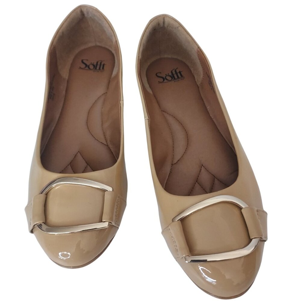 Söfft Sand Patent Bonelle Leather Flat - Women 8.5